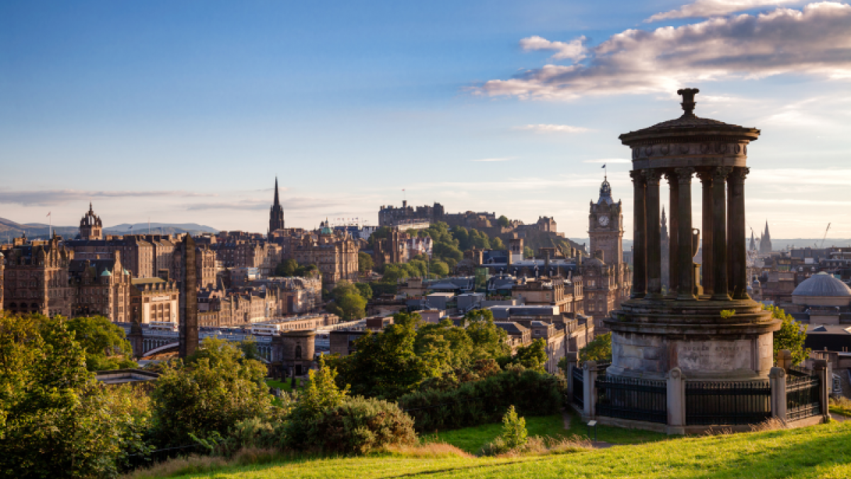 A coloured photo of Edinburgh's cityscape