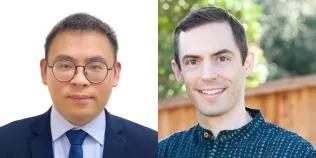 Colour head and shoulders photo of (Left to Right) Ximian Xu and Edward DeLaquil