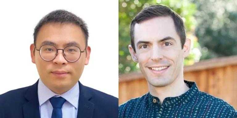 Colour head and shoulders photo of (Left to Right) Ximian Xu and Edward DeLaquil