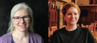 Colour head and shoulders images of Professor Alison Jack (left) and Dr Lois McFarland (right)