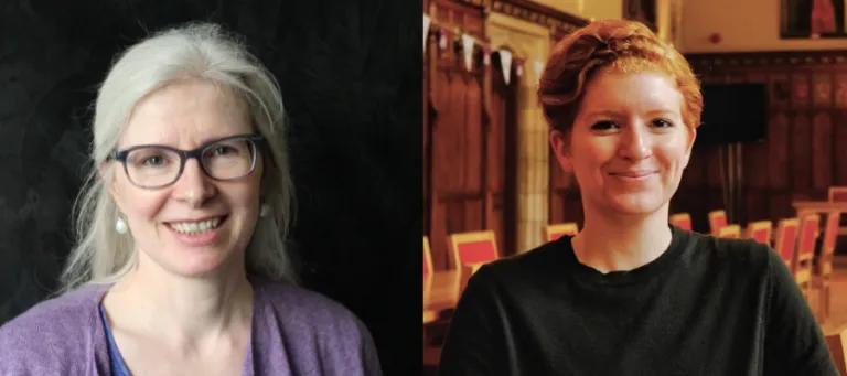 Colour head and shoulders images of Professor Alison Jack (left) and Dr Lois McFarland (right)