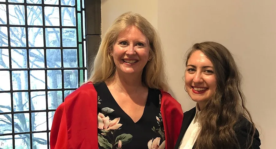Professor Helen Bond with graduating prizewinner Fleur Ritzenthaler