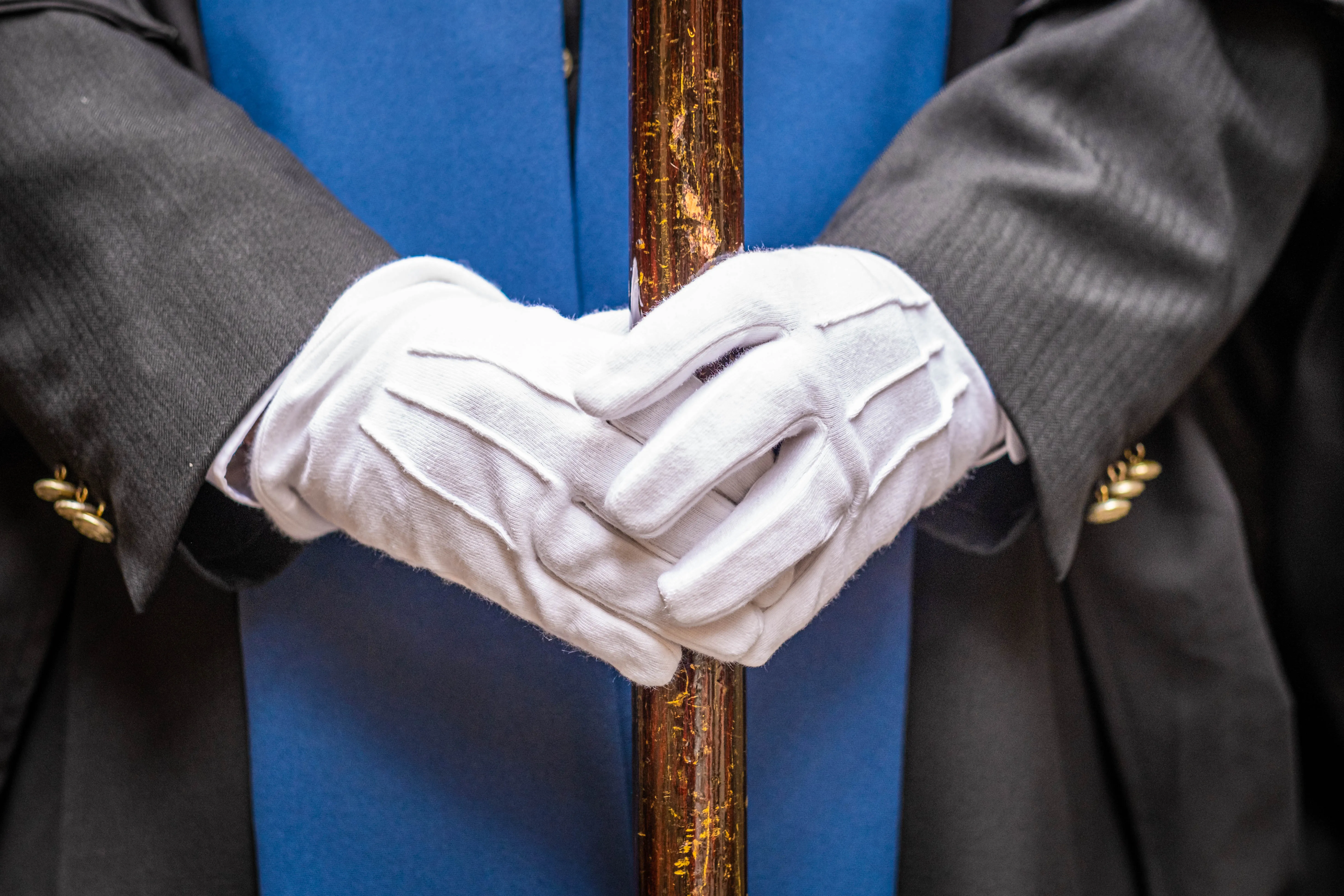 Colour image of servitor's hands