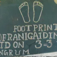 Colour photo of an impression of Gaidinliu’s feet at Hangrum villa