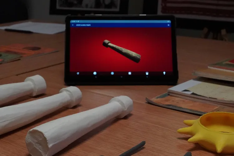 Colour photo of printed replicas from 3D models