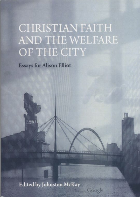Book cover in dark navy and blue depicting shadows and an urban bridge